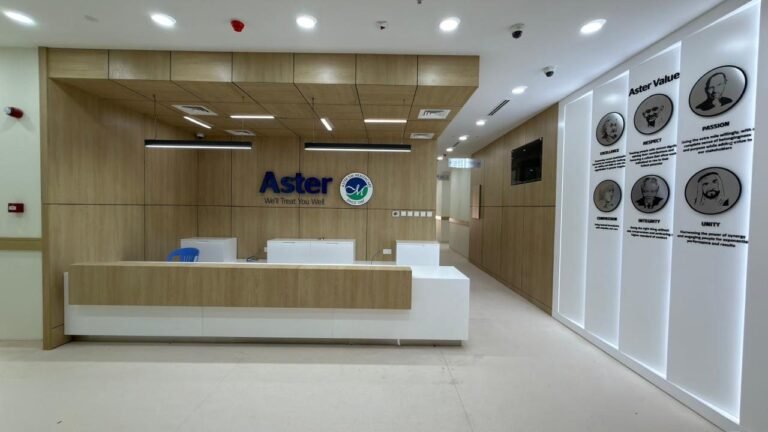 Reception and waiting area – Aster Clinic & Pharmacy – Discovery Gardens
