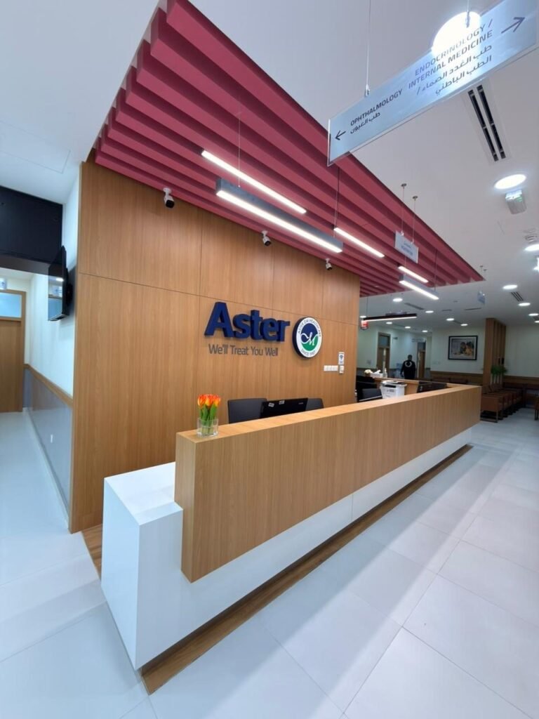 Reception with feature ceiling – Aster Diabetes Clinic – Al Qusais