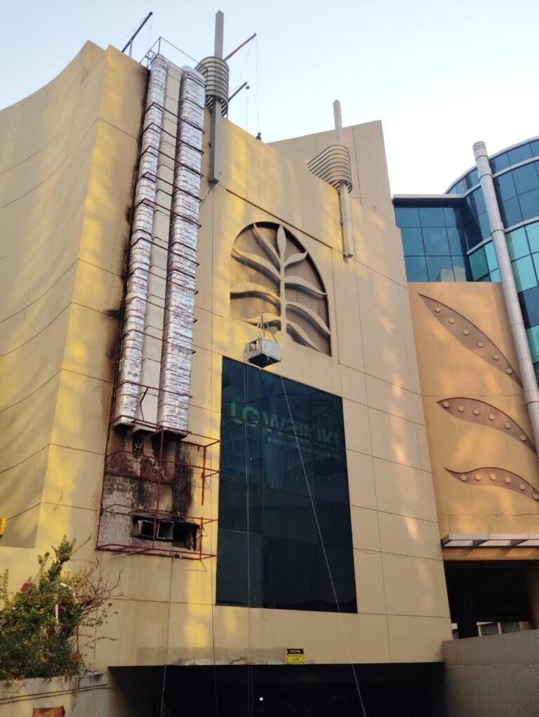 Kitchen exhaust duct on the facade – Barbeque Nation – Al Wahda Mall, Abu Dhabi
