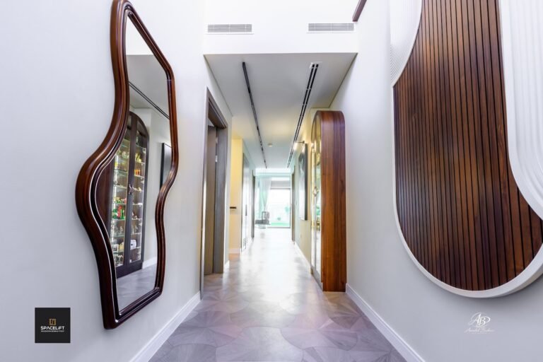 Entrance corridor with wood joinery – Villa – Tilal Al Furjan