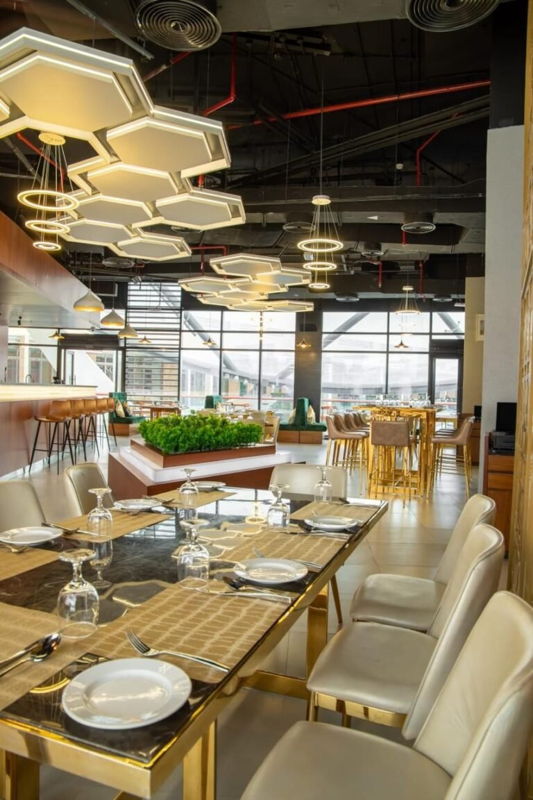 Table setting and dining area – Pepper Mill Restaurant – Yas Mall, Abu Dhabi
